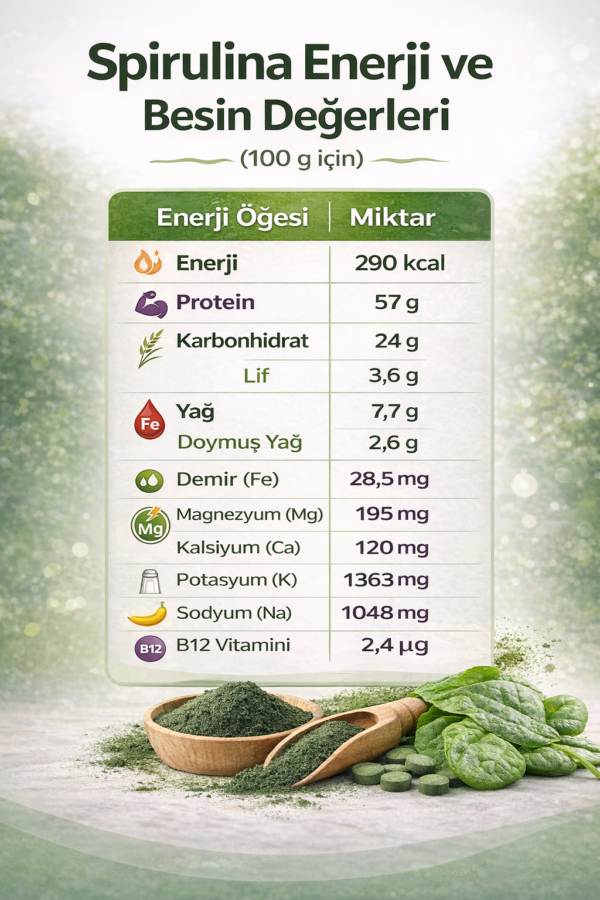 Saf Toz Spirulina - Katkısız ve Doğal - 100 gr
